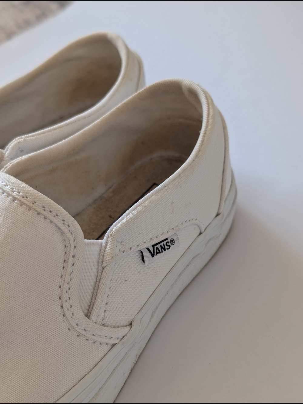 Vans Classic Slip-On Canvas Sneakers in White - Picture 4 of 6